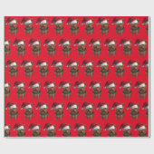 ヨークシャーテリアのパピーはサンタクロースの帽子をかぶっている ラッピングペーパー (フラット)