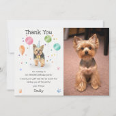 ヨークシャーテリアのパピー犬の誕生日パーティーお礼カード 招待状 (正面)
