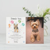 ヨークシャーテリアのパピー犬の誕生日パーティーお礼カード 招待状 (スタンド正面)