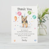 ヨークシャーテリアのパピー犬の誕生日パーティー感謝カード 招待状 (スタンド正面)