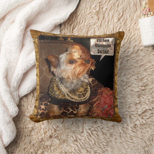 ヨークシャーテリアのパーティー夜 クッション (ブランケット)