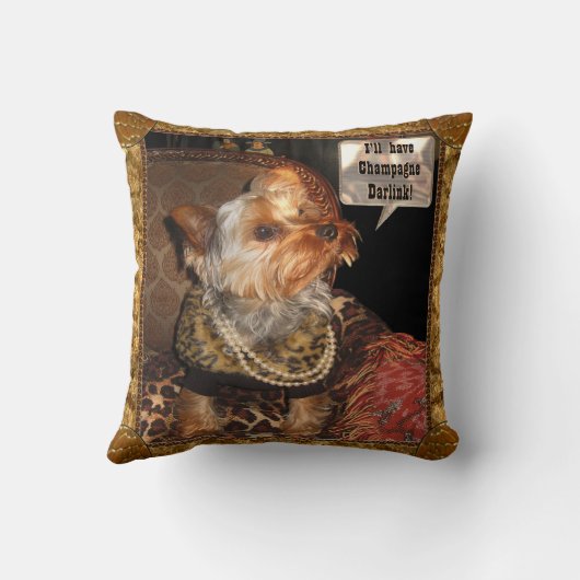 ヨークシャーテリアのパーティー夜 クッション (裏面)