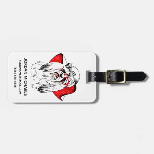 ヨークシャーテリアのファッションのシュート|はあなたの名前を加えます ラゲッジタグ (正面横)