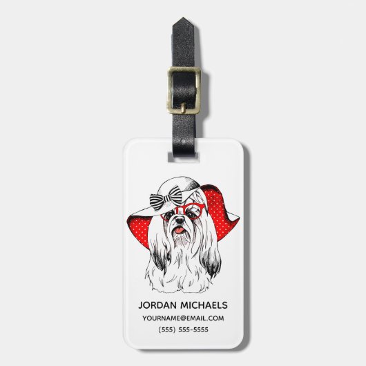 ヨークシャーテリアのファッションのシュート|はあなたの名前を加えます ラゲッジタグ (正面縦)