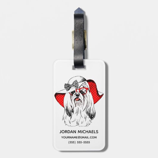 ヨークシャーテリアのファッションのシュート|はあなたの名前を加えます ラゲッジタグ (裏面縦)