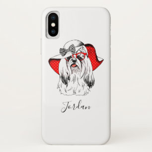 ヨークシャーテリアのファッションのシュート はあなたの名前を加えます iPhone X ケース