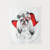 ヨークシャーテリアのファッションのシュート タペストリー (正面)