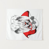 ヨークシャーテリアのファッションのシュート タペストリー (正面(横))