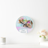 ヨークシャーテリアのフランス人のマカロン ラウンド壁時計 (ホーム)