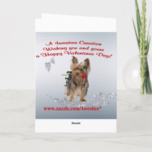 ヨークシャーテリアのメスの子犬は私のバレンタインカードです シーズンカード (裏面)