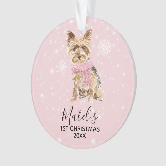 ヨークシャーテリアのヨークシャテリアの休日のクリスマス オーナメント (正面)