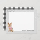 ヨークシャーテリアのヨークシャテリアの休日のクリスマス ノートカード (正面/裏面)