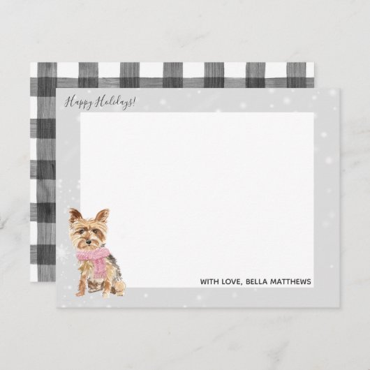 ヨークシャーテリアのヨークシャテリアの休日のクリスマス ノートカード (正面/裏面)