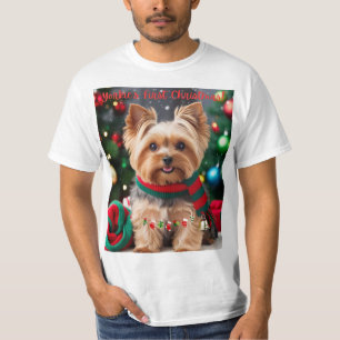 ヨークシャーテリアの初めてのクリスマス! Tシャツ
