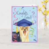 ヨークシャーテリアの卒業生 カード (黄色い花)