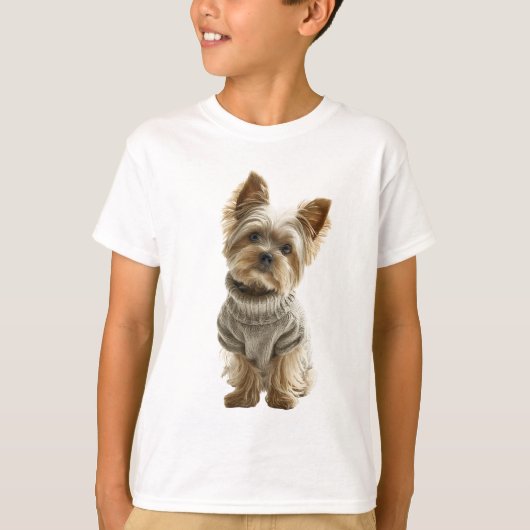 ヨークシャーテリアの子供用おしゃれセーター Tシャツ (正面)