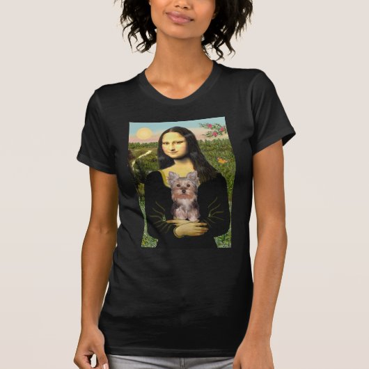 ヨークシャーテリアの子犬 - モナリザ Tシャツ (正面)
