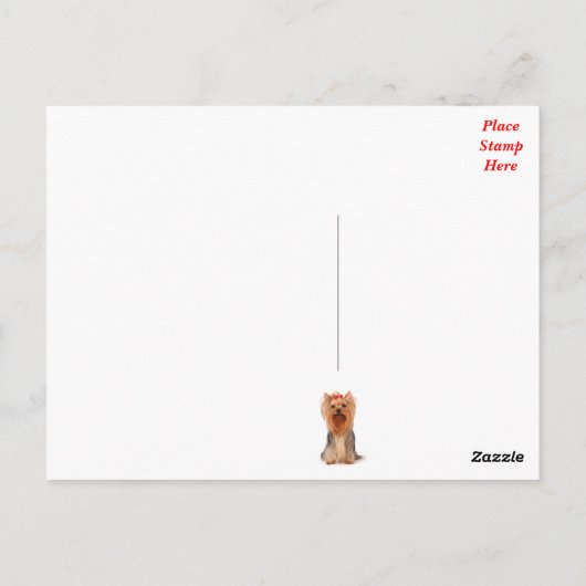 ヨークシャーテリアの子犬 犬 赤い郵便はがき ブランケット ポストカード (裏面)