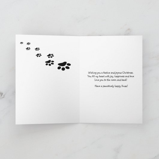 ヨークシャーテリアの孫娘のかわいいクリスマスの願い カード (内部)