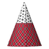 ヨークシャーテリアの小犬の赤い格子縞の誕生会の帽子 パーティーハット (裏面)