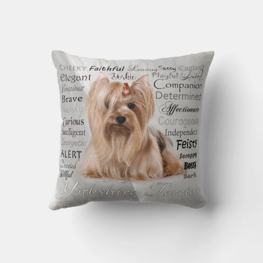 ヨークシャーテリアの特性の枕 クッション (裏面)