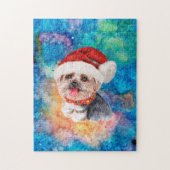 ヨークシャーテリアの犬のクリスマス ジグソーパズル (縦)