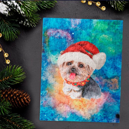 ヨークシャーテリアの犬のクリスマス ジグソーパズル