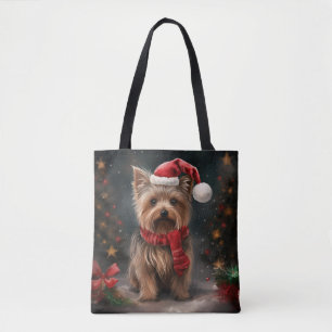 ヨークシャーテリアの犬の雪のクリスマス トートバッグ