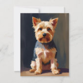 ヨークシャーテリアの犬ペット絵画カード (正面)