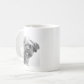 ヨークシャーテリアの組合せの木炭スケッチ コーヒーマグカップ (正面左)