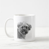 ヨークシャーテリアの組合せの木炭スケッチ コーヒーマグカップ (左)