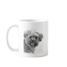 ヨークシャーテリアの組合せの木炭スケッチ