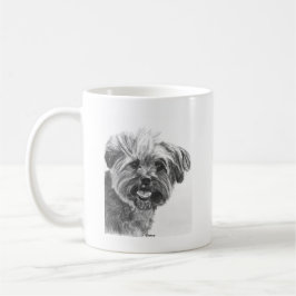 ヨークシャーテリアの組合せの木炭スケッチ コーヒーマグカップ