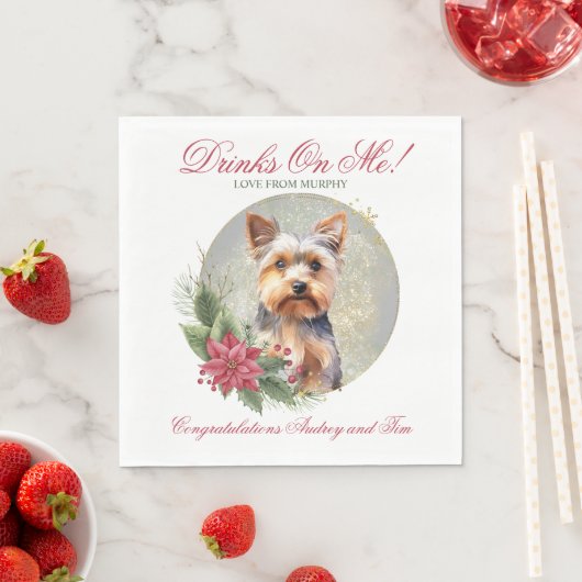ヨークシャーテリアの結婚式のナプキン 犬の写真入り スタンダードランチョンナプキン (インサイチュ)