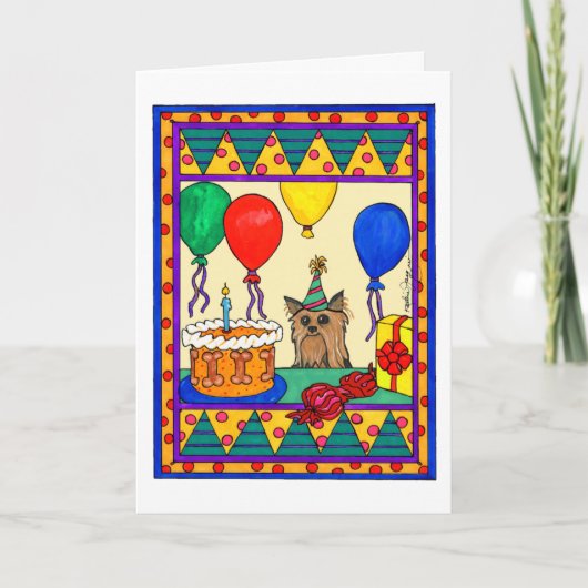 ヨークシャーテリアの誕生日 カード (正面)