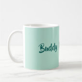 ヨークシャーテリアの青および緑のかわいい子犬の絵画 コーヒーマグカップ (左)