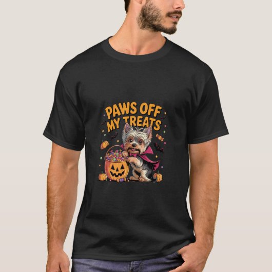 ヨークシャーテリアの面白いハロウィンの犬好きの可愛いV Tシャツ (正面)