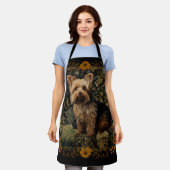 ヨークシャーテリアまたはヨークシャーテリアウィリアム・モリススタイル エプロン (着用した状態)