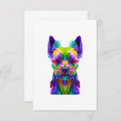 ヨークシャーテリアアカラフルートポップ・アートのポートレートヨークシャーテリア 出欠カード (正面/裏面)