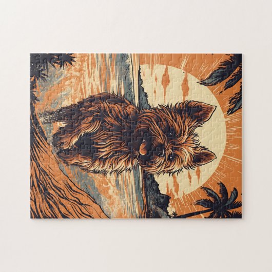 ヨークシャーテリアアットザビーチ ジグソーパズル (横)