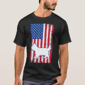ヨークシャーテリアアメリカ国旗アメリカ愛国犬 Tシャツ (正面)