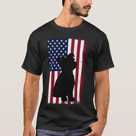 ヨークシャーテリアアメリカ国旗Patriotic 4Of 7月Yorkshi Tシャツ (正面)