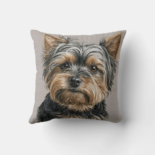 ヨークシャーテリアイラストレーションドッグママギフトカスタマイズ クッション (裏面)