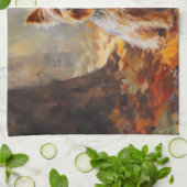 ヨークシャーテリアイン紅葉秋インスパイア キッチンタオル (折り畳み)