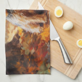 ヨークシャーテリアイン紅葉秋インスパイア キッチンタオル (四つ折り)