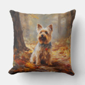 ヨークシャーテリアイン紅葉秋インスパイア クッション (正面)