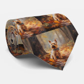 ヨークシャーテリアイン紅葉秋インスパイア ネクタイ (ロール)