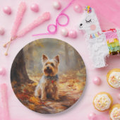 ヨークシャーテリアイン紅葉秋インスパイア ペーパープレート (パーティー)