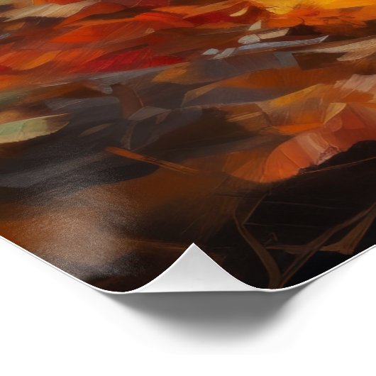 ヨークシャーテリアイン紅葉秋インスパイア ポスター (コーナー)