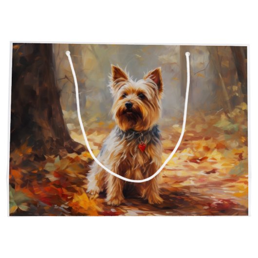 ヨークシャーテリアイン紅葉秋インスパイア ラージペーパーバッグ (裏面)